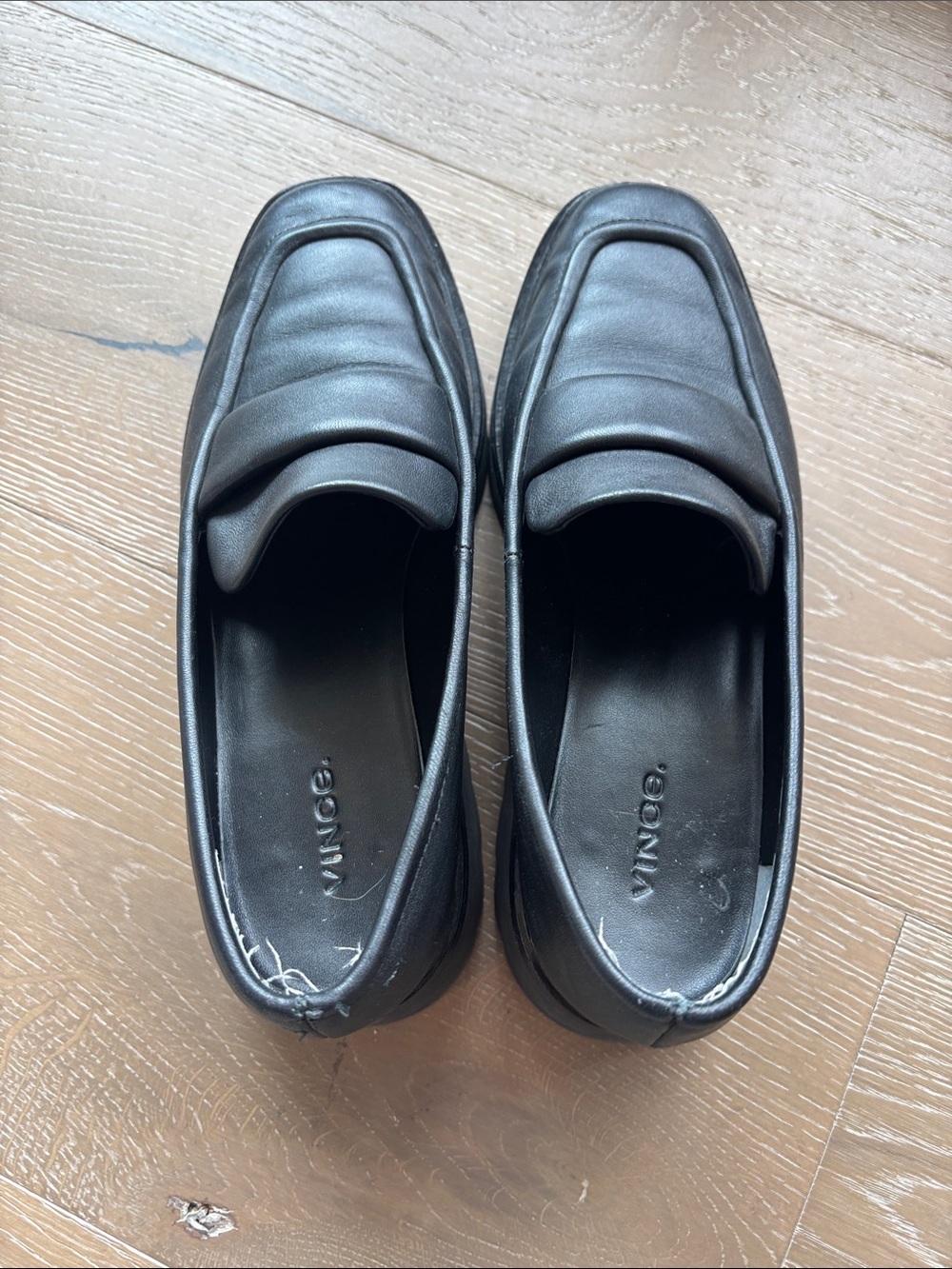 Vince Black Leather Penny Loafers - Picture 3 of 6